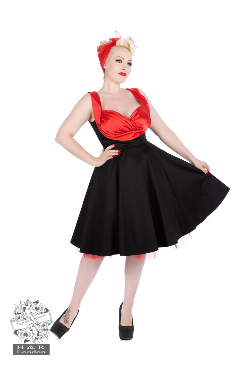 Red Satin 50s Prom Swing Dress